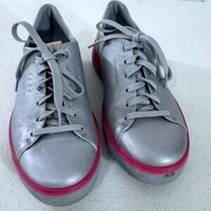 "ECCO" Women's,Golf Tray‎ Hydromax,Spikeless Shoes,Metallic Silver Orange Sz 38